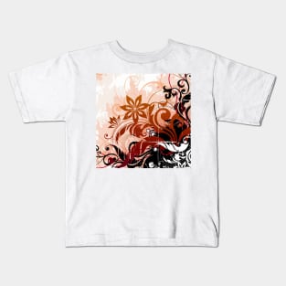 Salmon white floral Art Kids T-Shirt